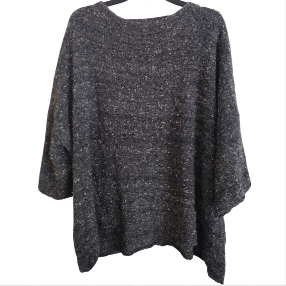 Eskandar grey white speckle oversized tunic style sweater silk nylon